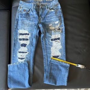 Mens Guess Slim Straight “Paint Splatter” embellished Jeans Size 29, length 32